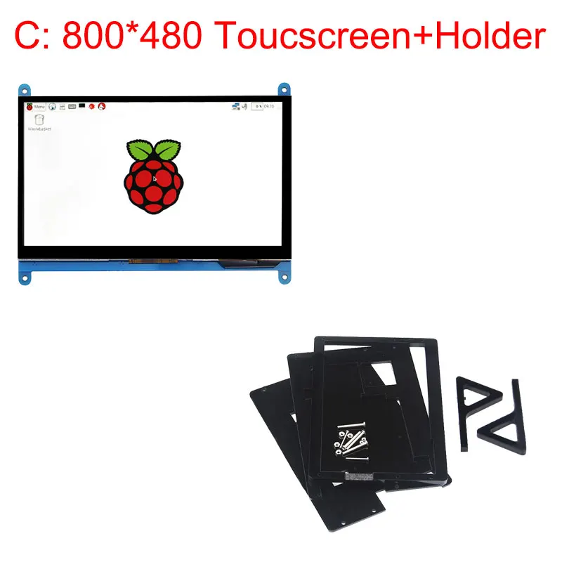 7 дюймов Raspberry Pi 4 Модель B 3B Plus ЖК-дисплей сенсорный экран 1024*600 800*480 HDMI TFT+ держатель для Nvidia Jetson Nano PC - Цвет: 800x480 with Holder