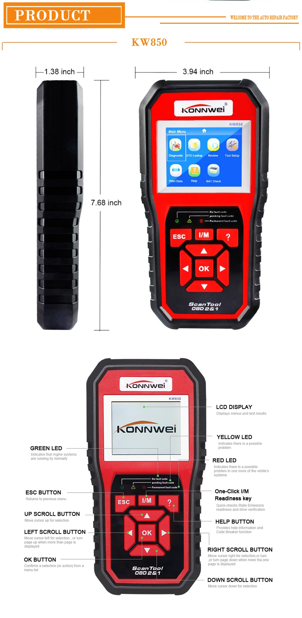 Профессиональный сканер obdii Авто диагностический сканер obd2 код читателя сканер автоматическая проверка инструменту диагностики стереть