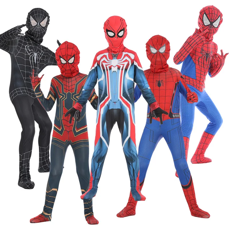 

The Amazing Spider-man cosplay SpiderMan Zentai Lycra Suit kids Bodysuit Fancy Dress Halloween Jumpsuits Party costumes