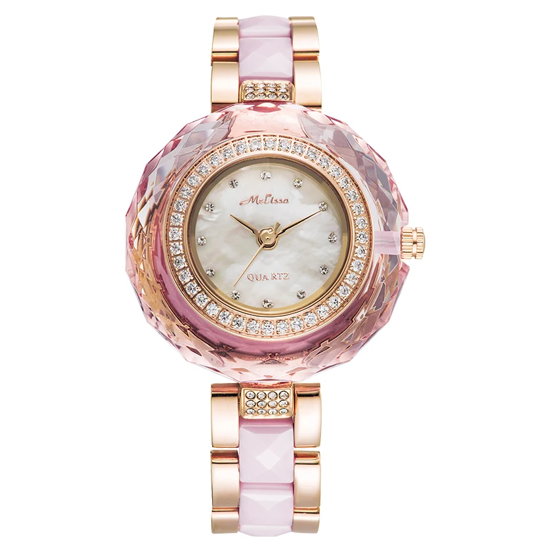 Melissa Lady Wrist Watch Quartz Hour Shell Fashion women s Dress Bracelet Ceramic Crystal Luxury Rhinestones