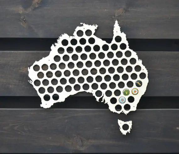 

Boyfriend gift for Men gifts Beer cap map Australia decor Father gift Groomsmen Gifts Father's day Bottle cap map