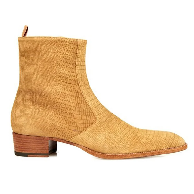 

US5-11 Hot Mens Suede Leather Shoes Western Cowboy High Top Chelsea Ankle Boots Med Heel Shoes C315