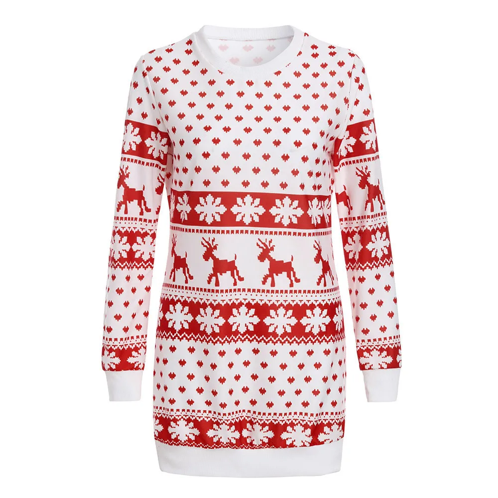 Новое поступление женский зимний полуприталенный винтажный вязаный джемпер Рождественский свитер пуловер трикотажная одежда длинное платье женское теплое