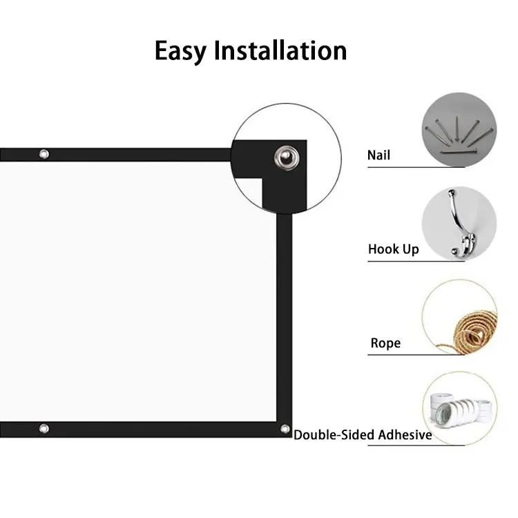 Thinyou простой проектор экран 100 дюймов 4:3 матовая белая ткань волокно стекло с петельками без рамки стены для проектора