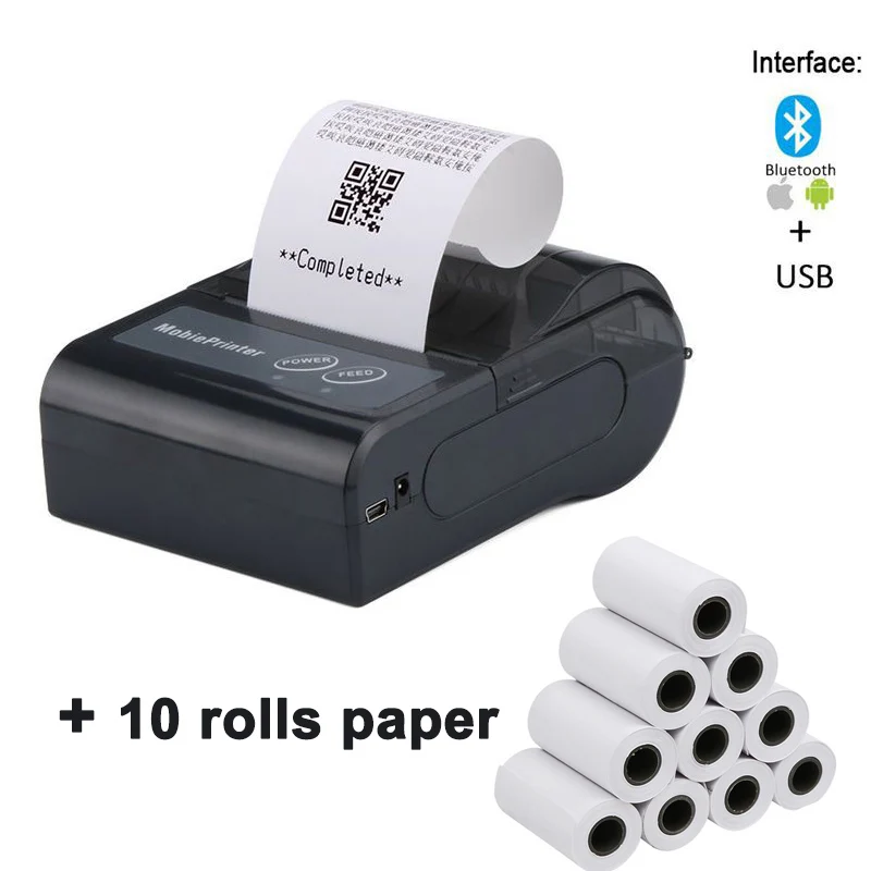 

Mini Bluetooth Printer Thermal Printer Pocket portable ticket receipt USB Wireless Windows Android IOS mini 58mm 2019
