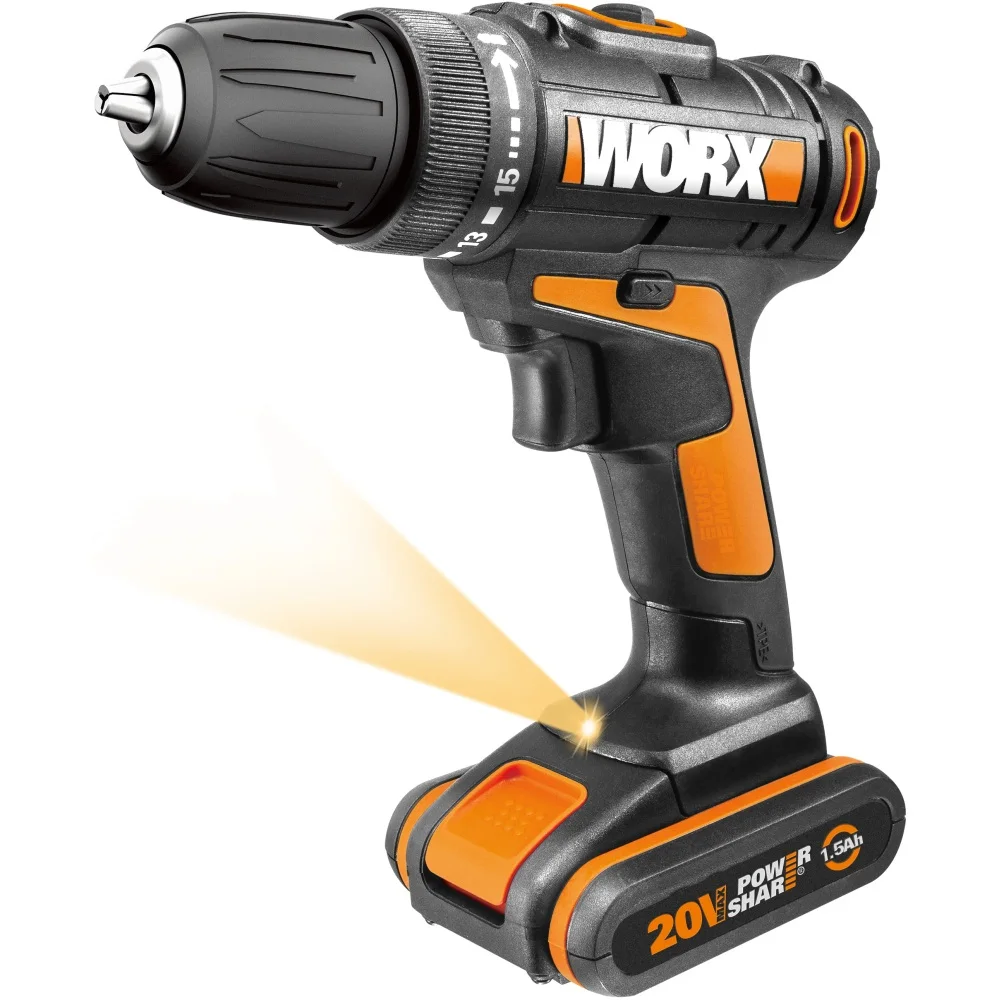 Дрель-шуруповерт аккумуляторная WORX WX101 20В 1.5Ач x2 коробка