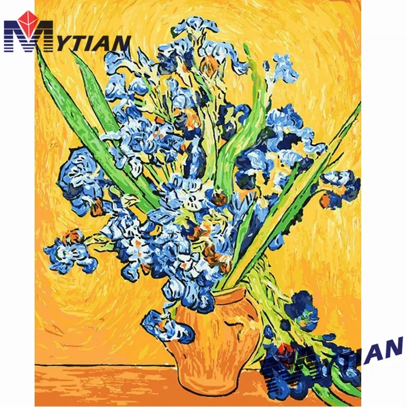 

5D DIY Full Square &Round Drill Mosaic Diamond Painting Embroidery Set Van Gogh Vase With Irisses Flowers Painting Cross Stitch