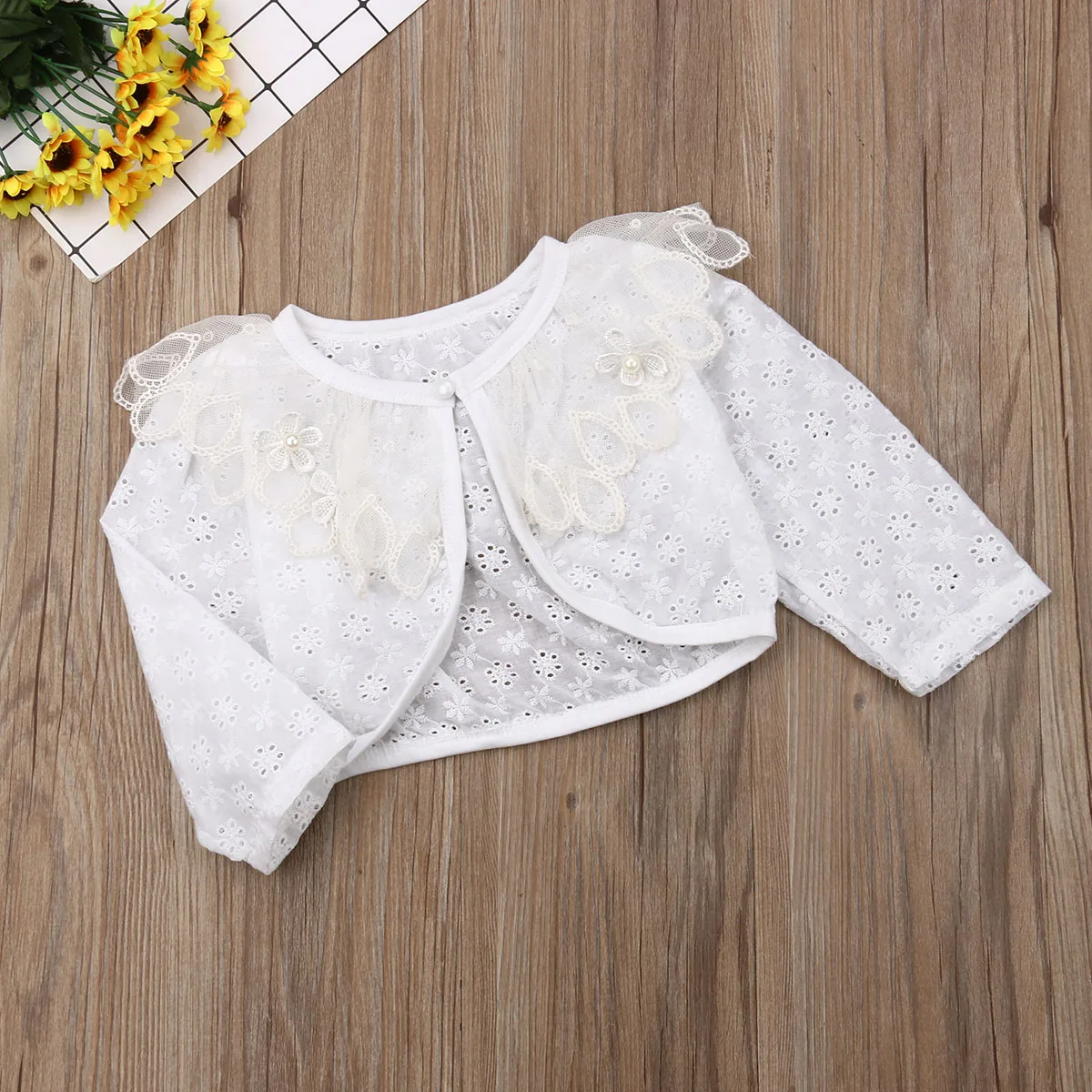 1-5T Cute Kid Girls Lace Hollow-out Long Sleeve Cardigan Coats Kids Baby Girls Floral Cardigan Tops Jacket Coats White