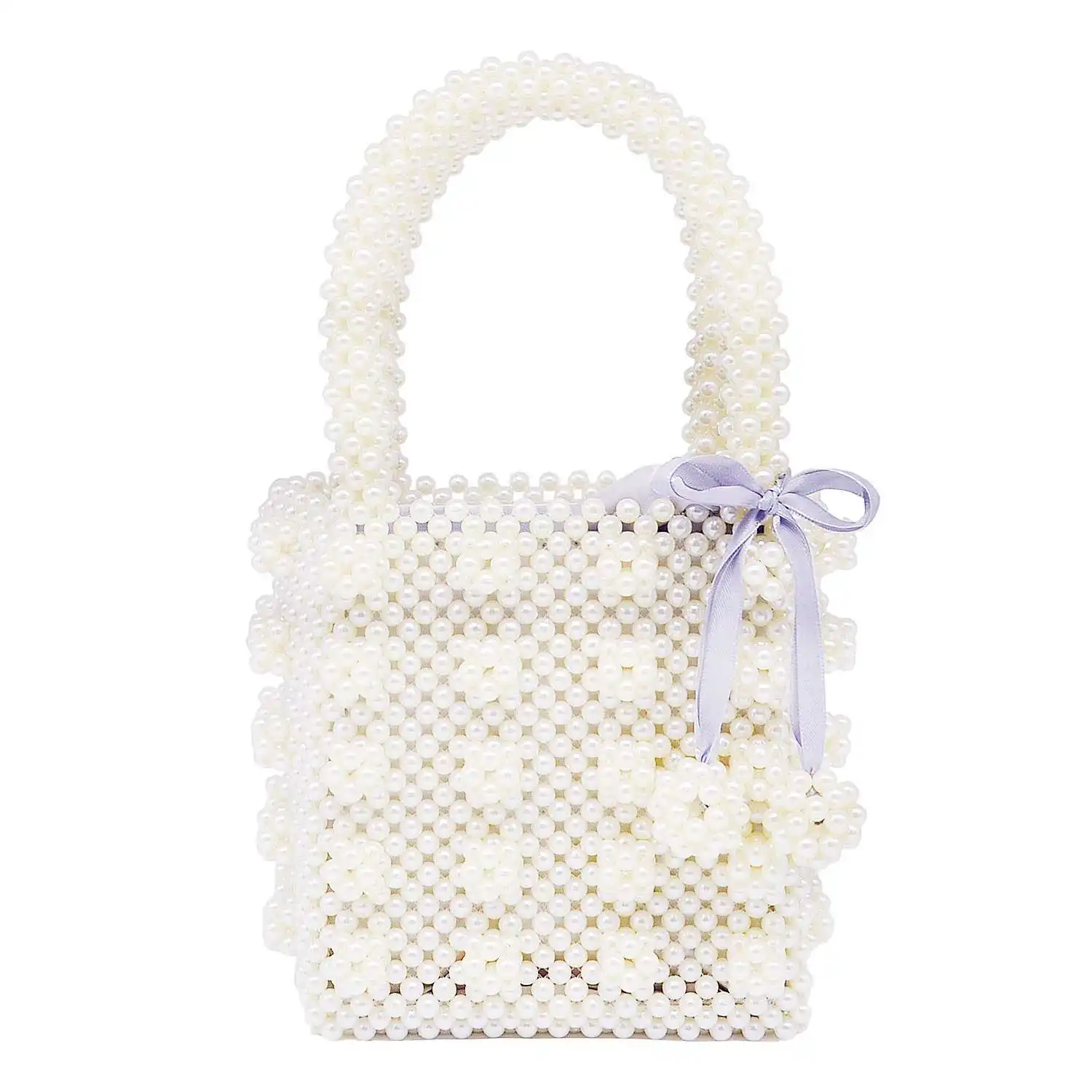 

LJL-Womens Beaded Handbags Handmade Weave Tote Bags, Transparent