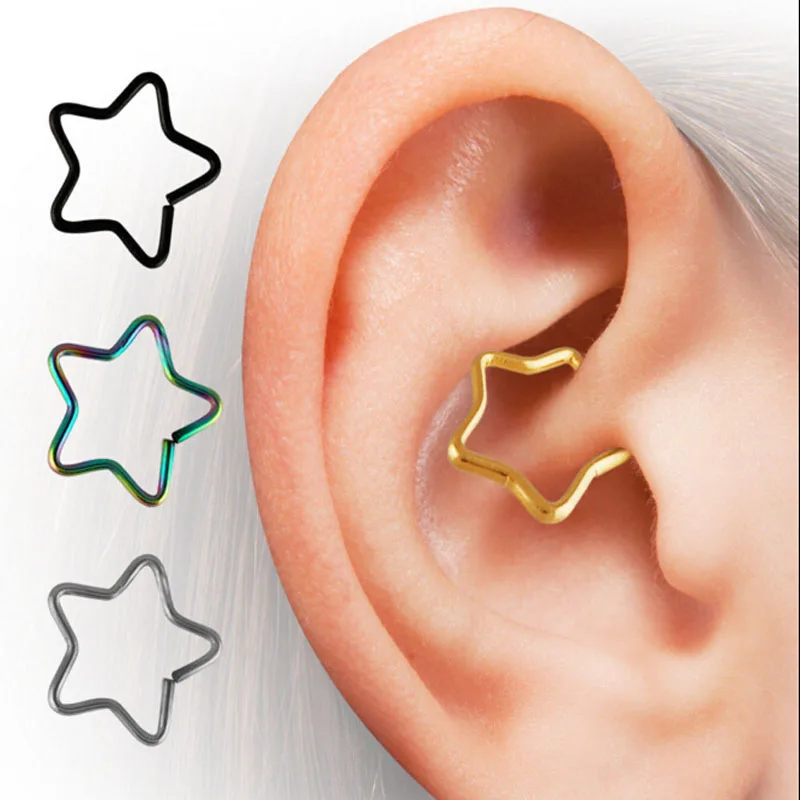 Surgical Steel Star Shape Helix, Tragus, Cartilage, Ear Piercing Hoop