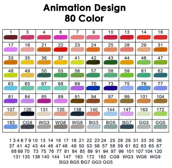 TOUCHNEW 40/60/80/168 Цвет маркер для белой доски, набор ручек для набросков, Краски маркер для рисования шестой поколения анимации на спиртовой основе с 6 подарки - Цвет: Animation 80pcs