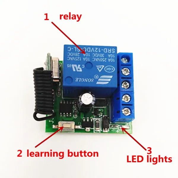 DC 12V 10A 1 CH беспроводной релейный приемник модуль дистанционного управления для радиочастотного 433MHz дистанционного управления.; гараж, освещение, Электрический c