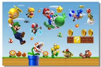 

Custom Canvas Wall Mural Mega Super Mario Bros Wallpaper Super Mario Bedroom Decor Video Game Poster Luigi Wall Stickers #0469#