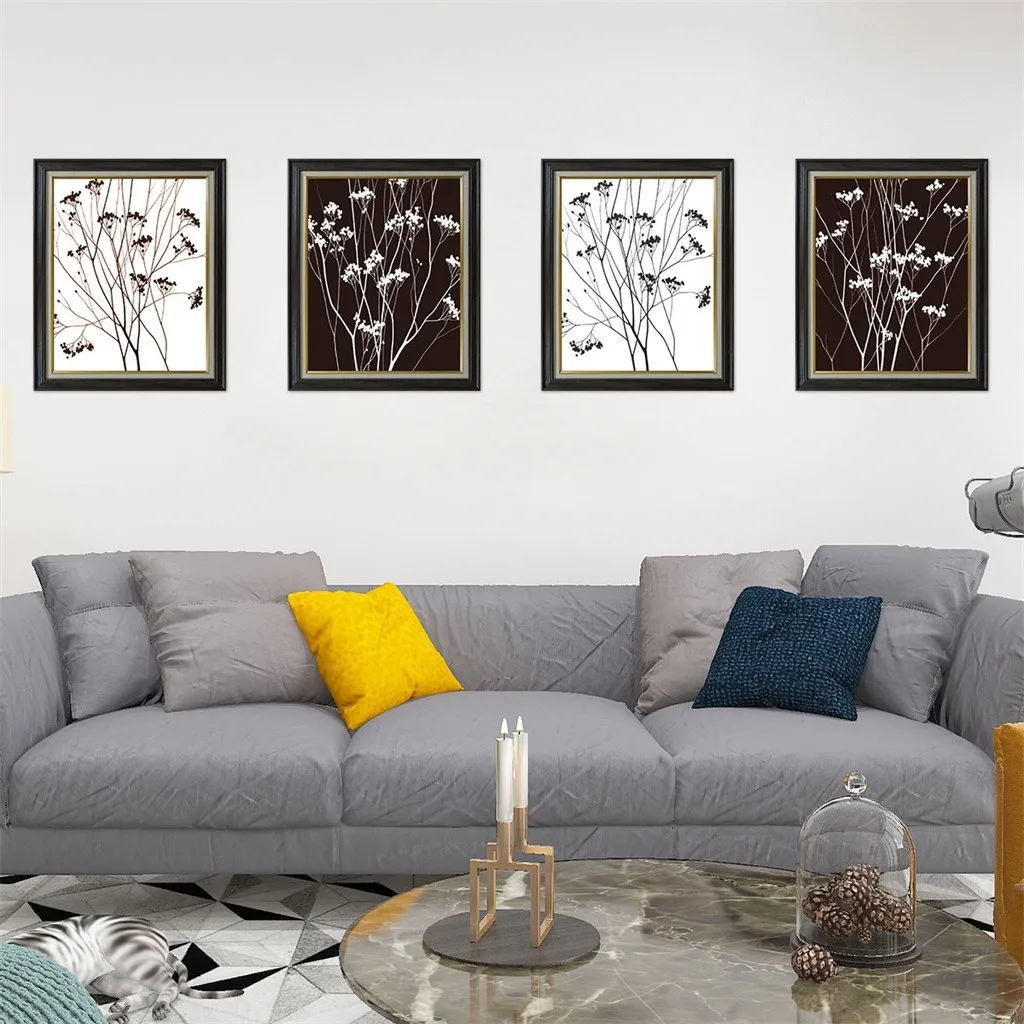 

Copy 3d Fake Photo Frame 4 Couplet Painting Flower Creative Wall Stickers Living Room Decoration