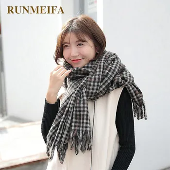 

RUNMEIFA Fashion Warm Scarves For Women Winter Scarf Luxury Brand Bandana Shawl Imitation Cashmere Scarf Pashmina Foulard Femme