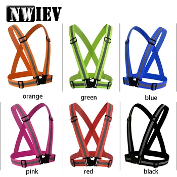 

NWIEV Reflective Night Running Cycling Safety Vest Belts For Ford Focus 2 3 VW Passat B6 B5 B7 B8 Toyota Avensis Skoda Rapid Fab