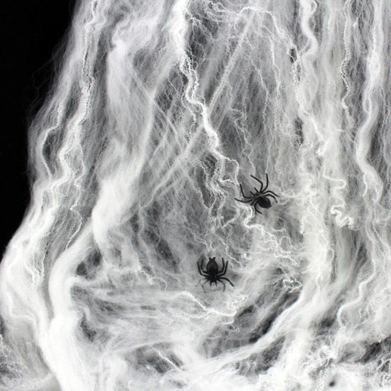 hot halloween scary party decoration props white stretchy cobweb spider web horror halloween decoration for bar