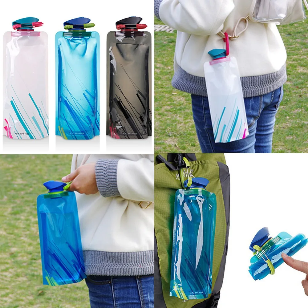 

Reusable 700mL Sports Travel Portable Collapsible Folding Drink Water Bottle Kettle Outdoor Sports Water Bottle BPA