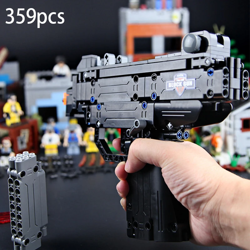 

359pcs shooting model building kit DIY Building Blocks Toy gun Reality CS Battle UZI Action Children's Best Gift