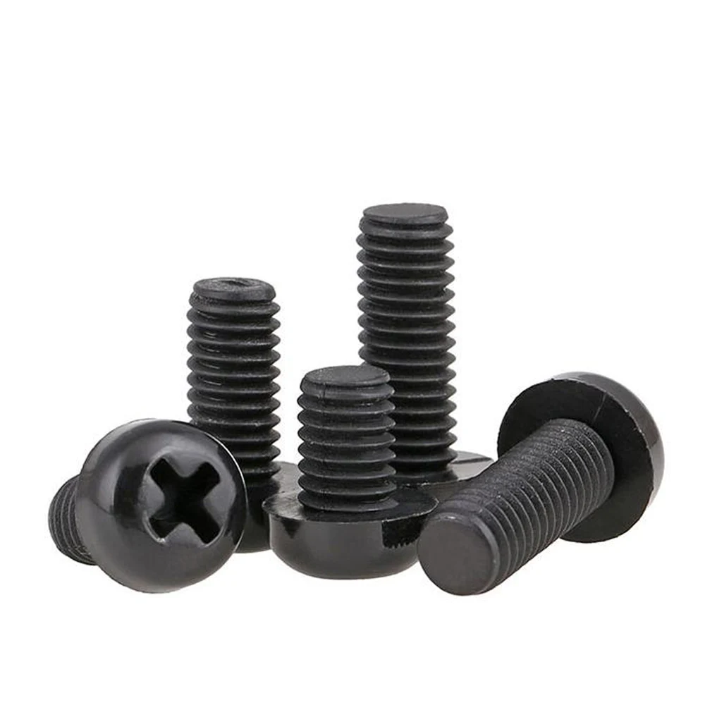 

M2 Nylon Screws Black Round Pan Head Machine Screw Metric Cross Recessed Phillips Plastic Thread Bolts