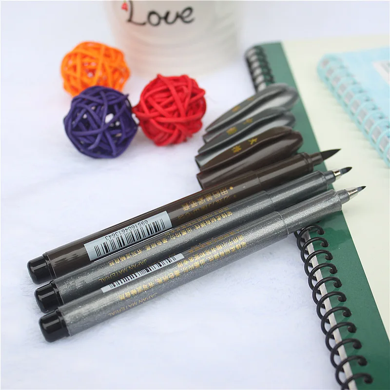 3 Types Calligraphy Brush Pen to Choose Soft Brush Felt Tips Pens Signature Manga Drawing Sketch Liner Finelier School Supplies 2