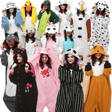 Adults Kigurumi Halloween Costumes Onesie Pajamas Wolf Seal Jack Skellington Unicorn Gloomy Olaf Monkey Fox Duck Chi Cat Kitty
