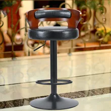 Simple Metal & Wooden Bar Chair Lifting Swivel Bar Stool with Footrest Natural Retro Design Adjustable Height Reception Chair Simple Metal & Wooden Bar Chair Lifting Swivel Bar Stool with Footrest Natural Retro Design Adjustable Height Reception Chair
