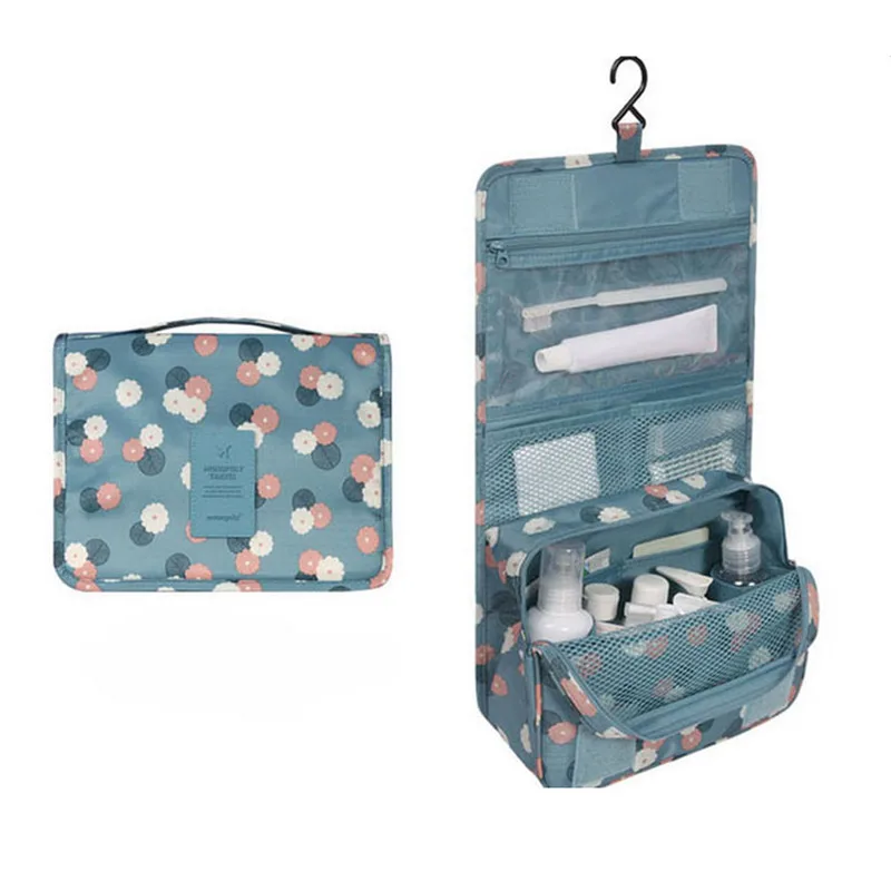

Portable Hanging Cosmetic Organizer Case Flower Printed Makeup Storage Bag Travel Toilet Wash Bag Organiser OR838502