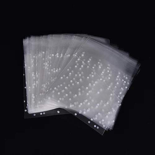 

10*10 100pcs Birthday Party Wedding Cookie Candy Packaging bag Plastic White Dots Transparent Frosted OPP Christmas Gift Bag