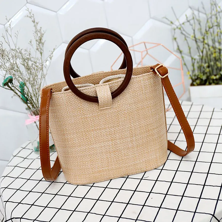 feminino tote sacos tecer círculo alças senhoras