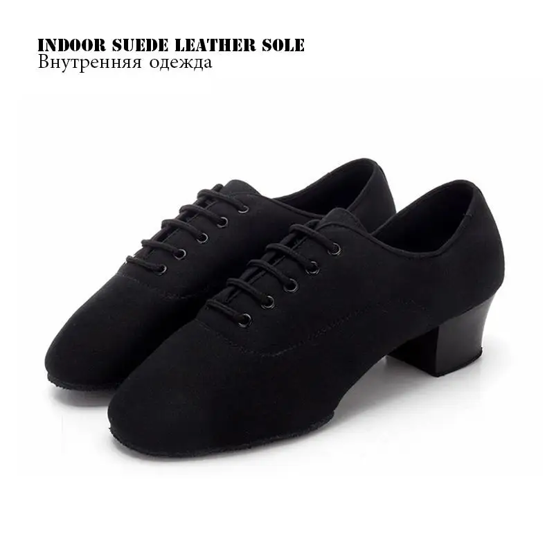 Большие размеры 34-44; Мужская танцевальная обувь; обувь для латинских бальных танцев на низком каблуке; современная спортивная обувь для танцев на открытом воздухе - Цвет: indoor suede leather