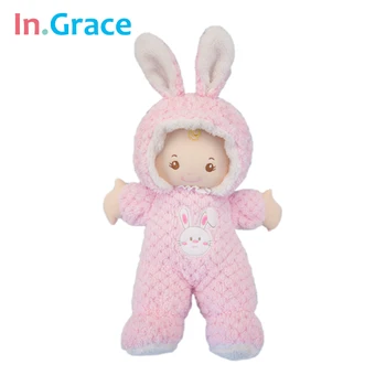 

In.Grace super cute pink rabbit baby dolls sleeping comfort doll soft plush and stuffed baby toys for girls 43CM handmade