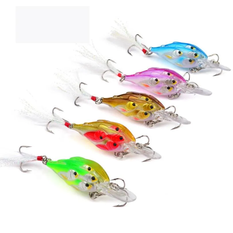 HOT 5PCS Bright color 3D eyes Live Target Yearling Fishing Lures