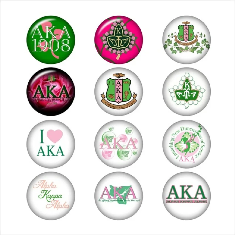 

Mixed 10PCS AKA Alpha Kappa Alpha Sorority Glass Snap Button Jewelry Fit 18MM Buttons Sanp For Snaps Bracelet
