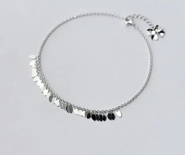 

Bohi women's Wholesale Authentic 925 Sterling Silver Oval Leaf /Waterdrop Anklet Bracelet Fine jewelry S362
