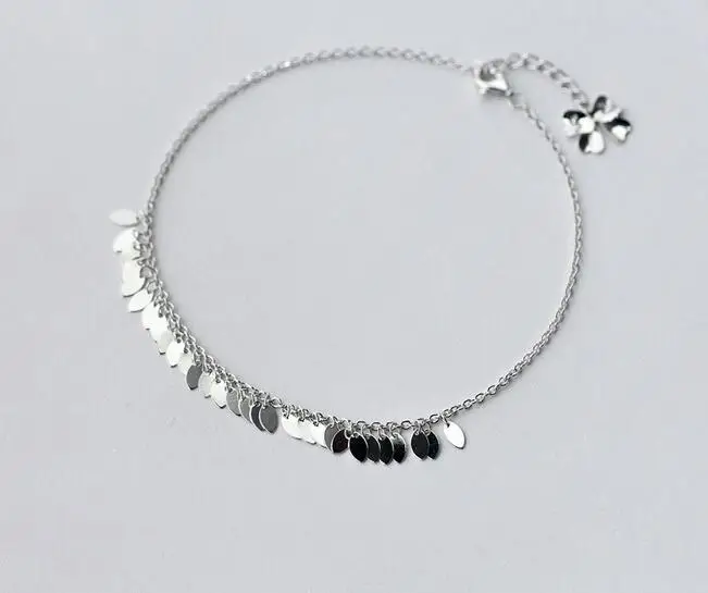 Bohi women's Wholesale Authentic 925 Sterling Silver Oval Leaf /Waterdrop Anklet Bracelet Fine jewelry S362 Bohi women's Wholesale Authentic 925 Sterling Silver Oval Leaf /Waterdrop Anklet Bracelet Fine jewelry S362