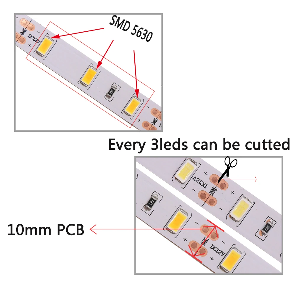 SAMSUNG Сеул SMD 5630 Светодиодная лента 5 м 10 м 15 м 60led/m Водонепроницаемый IP65 12V Лента светильник нейтральный белый, хорошее качество