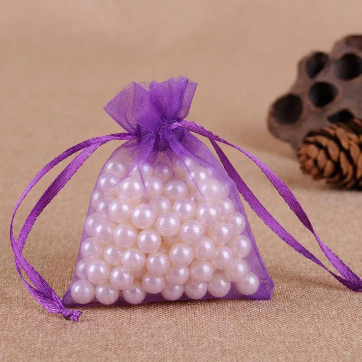 300 шт./лот 10x15 см Drawable Drawstring многоцветная свадебная сумочка из органзы Подарочная Упаковка конфет Упаковочные пакеты оптом - Цвет: Фиолетовый