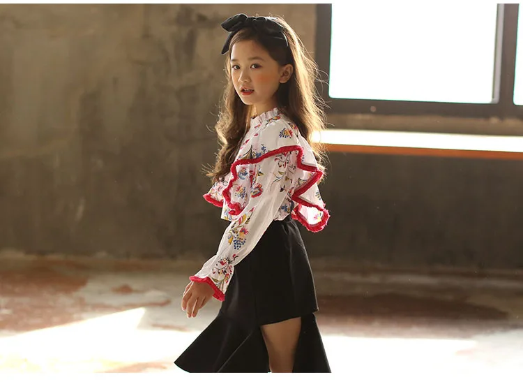 floral pattern teenage girls clothes kid autumn spring fashion baby shirt girls blouse casual children clothing long sleeve tops (6)