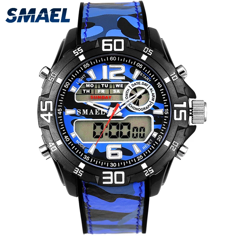 

Smael Digital Men's Wristwatches Military Sport Male Clock Dual Time Stopwatch Runner Clock Men 1077 Sport Watches For Men Watch
