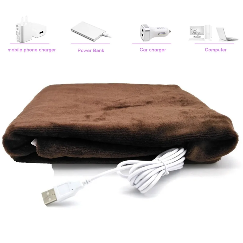 Мягкое одеяло с подогревом с питанием от USB, 5 В, зимнее детское электрическое одеяло с подогревом, коврик для мобильного телефона, тепловая шаль для детей и взрослых