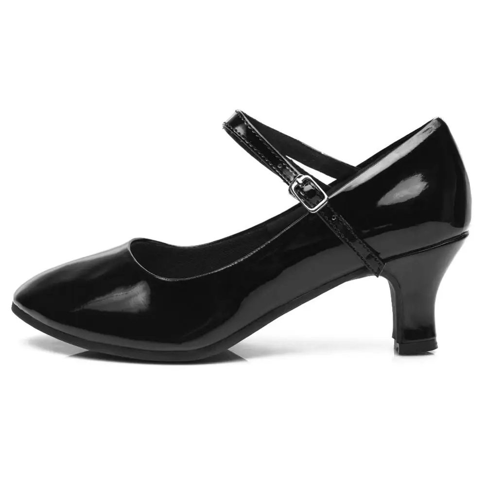 TY каблук 5 см резиновая подошва открытый/закрытый красный PU Zapatos De Baile Latino Mujer Сальса Танго Бальные туфли танцевальная обувь женщина - Цвет: black heel 5cm