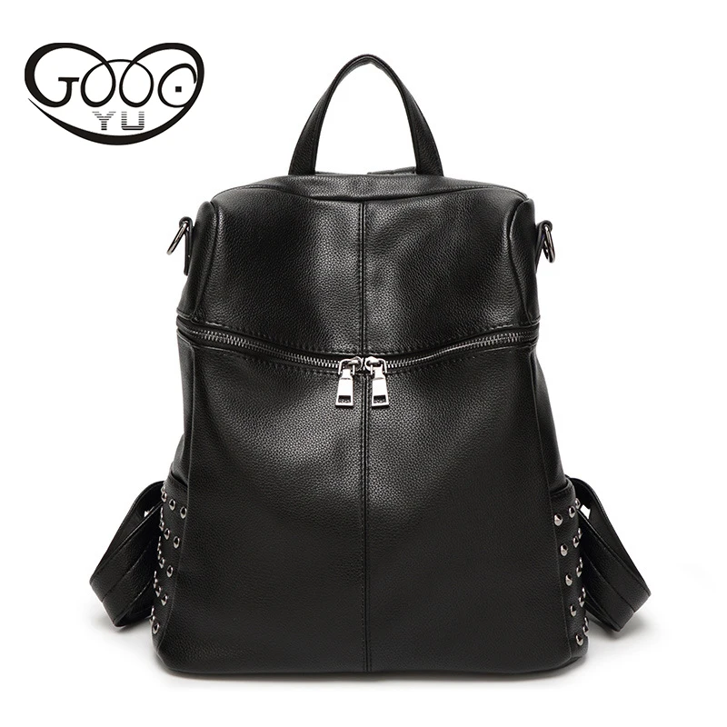 

Women Backpacks Rivet Shoulder Bags Litchi Grain Ladies Bag New European And American Style Of Students Of School Bags Women Bag