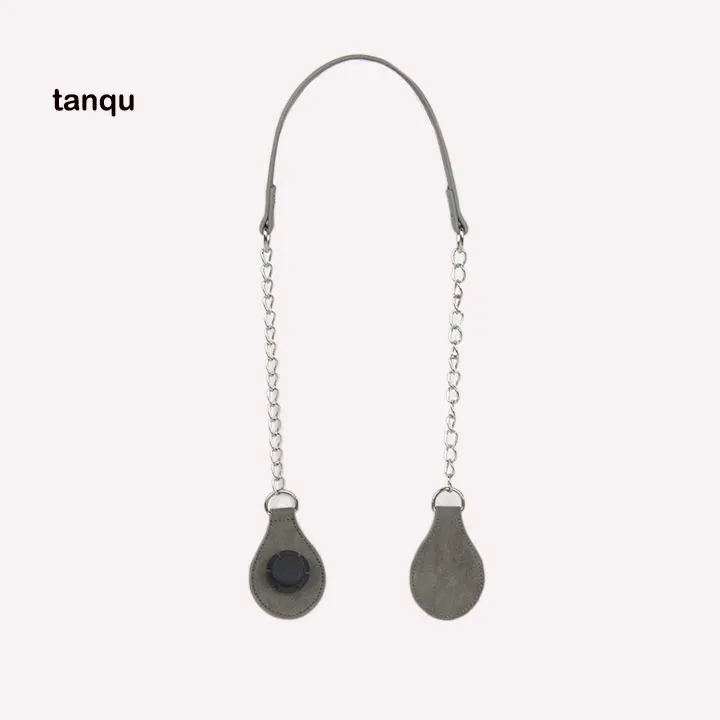 

tanqu 1 Piece Flat Chain Strap with Nubuck Tear Drop End for Obasket Obag Single Double Faux Leather Chain Handle for O Bag