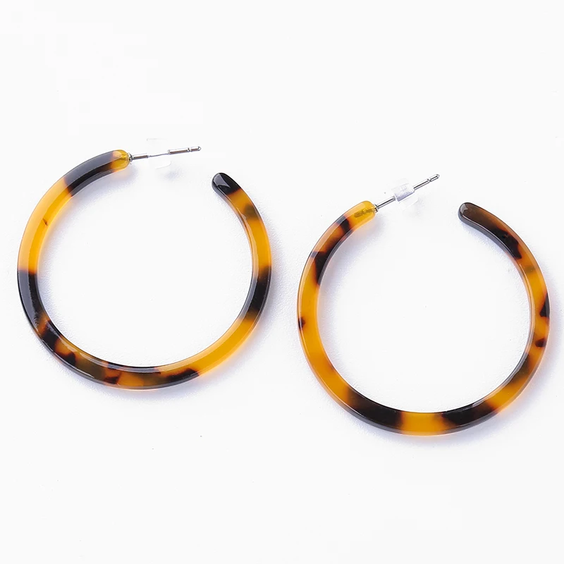 

2019 New Beach Leopard Statement Earring For Women Open C Shape Acrylic Big Circle Geometry Resin Hoop Earring Girl Jewelry Gift