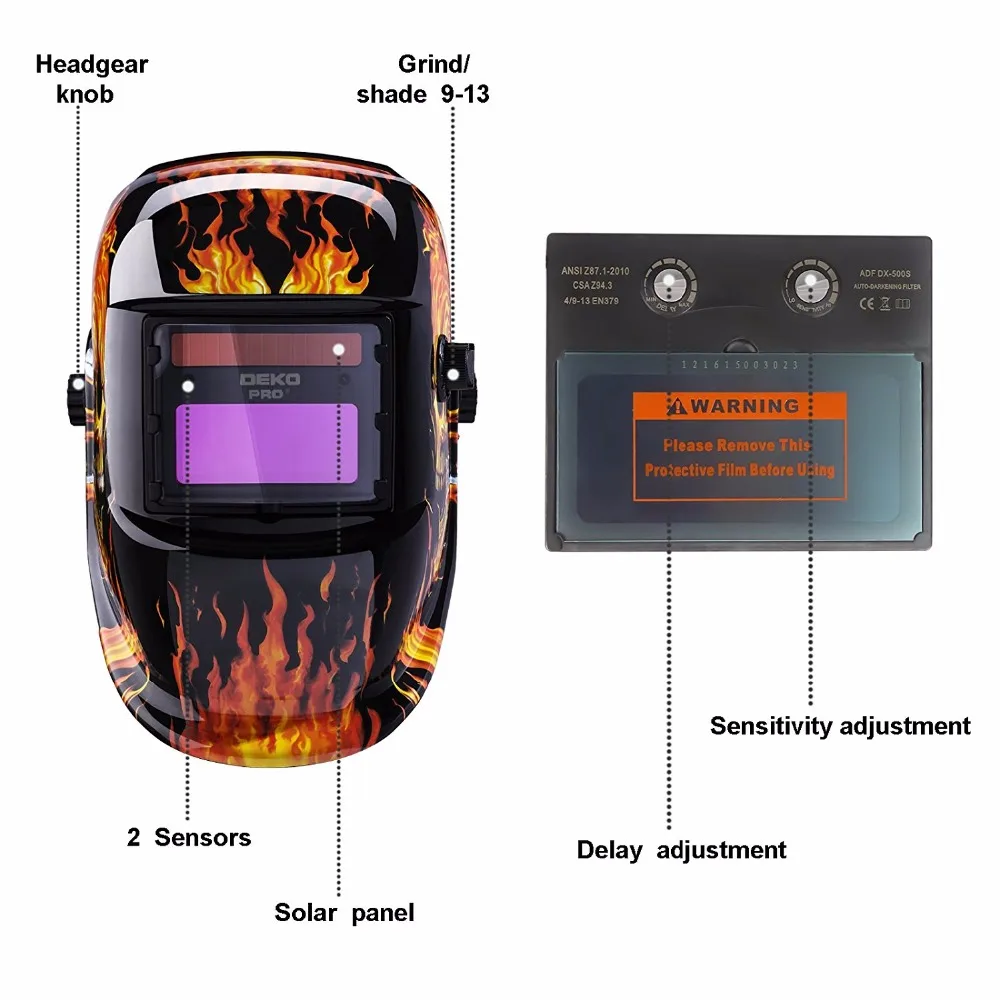 Auto Darkening Welding Helmet Electric Welding Mask Solar Powered Grinding Polish Safety Protective Welder Goggles Cap Working