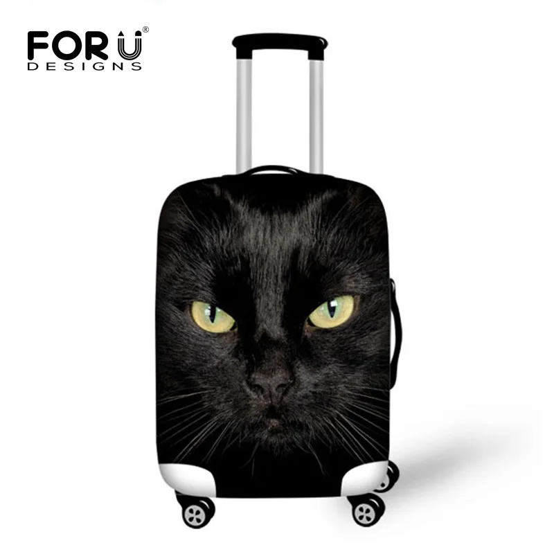 

FORUDESIGNS Spandex Travel Accessories Cute Animal Black Cat Dog Prints Waterproof Rain Cover For 18''-30'' Suitcase Trunk Case