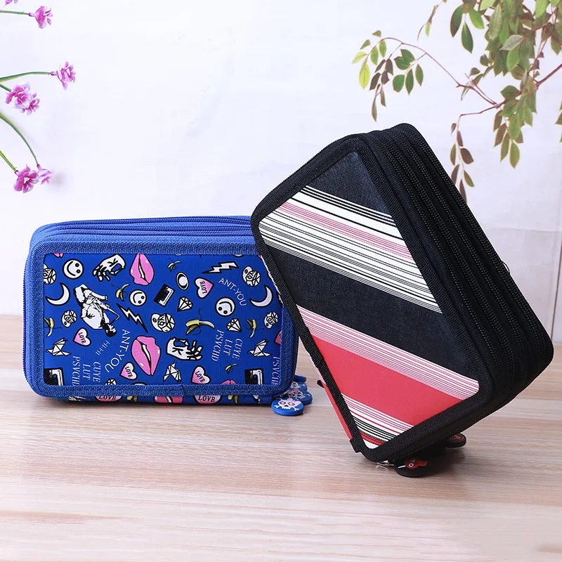 

72 Slots Multi-functional Large Capacity Pens Case Pencil Pouch Wrap Coloring Pencil Holder Organizers Stationary Bag