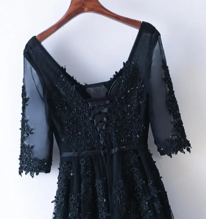 VENSANAC 2018 Sequined V Neck Lace Appliques A Line Long Evening Dresses Party Half Sleeve Pearls Sash Backless Prom Gowns VENSANAC 2018 Sequined V Neck Lace Appliques A Line Long Evening Dresses Party Half Sleeve Pearls Sash Backless Prom Gowns