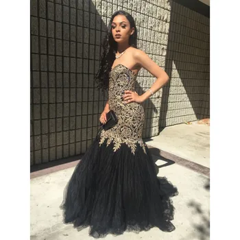

Sexy Black Tulle Mermaid Prom Dresses Lace Appliques Sweetheart Backless Custom Women Evening Dresses Formal Long Party Gowns